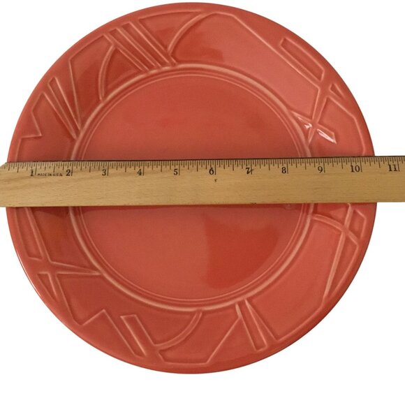 FIESTA WARE Homer Laughlin MILLENNIUM Geo 2000 Persimmon 3 Dinner Plates 10.5 - Picture 5 of 6